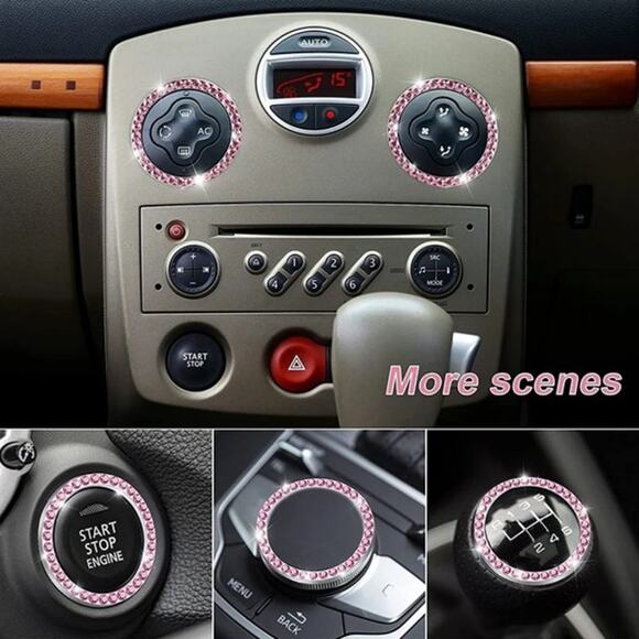 Car Interior Accessory - Pink Bling Automotive Start Switch Button Decoration - Picture 2 of 5